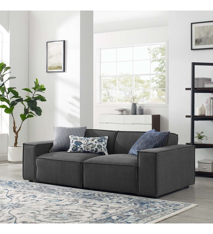 Restore 2-Piece Sectional Sofa in Charcoal - Lexmod