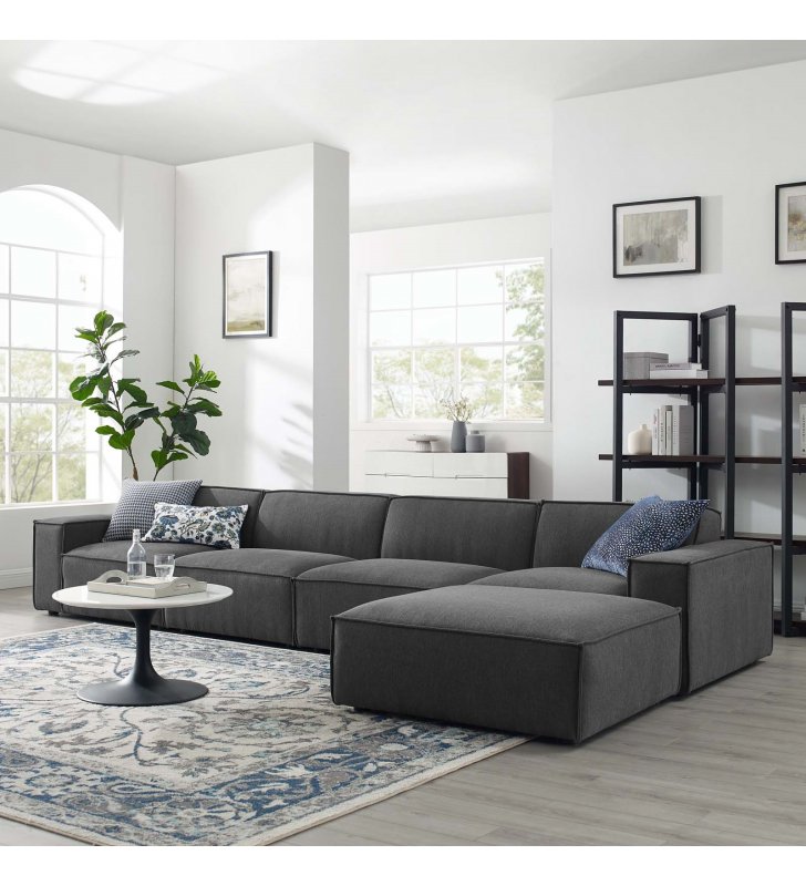 Restore 5-Piece Sectional Sofa in Charcoal - Lexmod