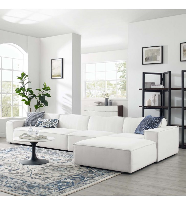 Restore 5-Piece Sectional Sofa in White - Lexmod