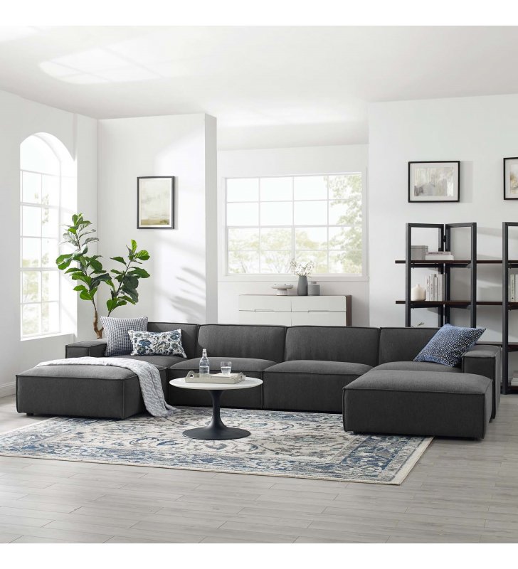 Restore 6-Piece Sectional Sofa in Charcoal - Lexmod