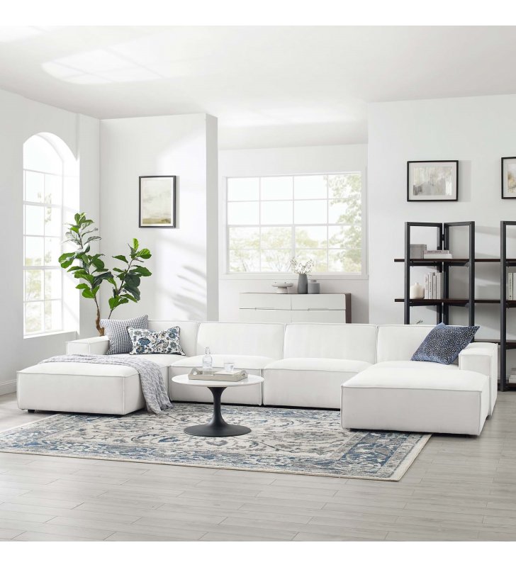 Restore 6-Piece Sectional Sofa in White - Lexmod