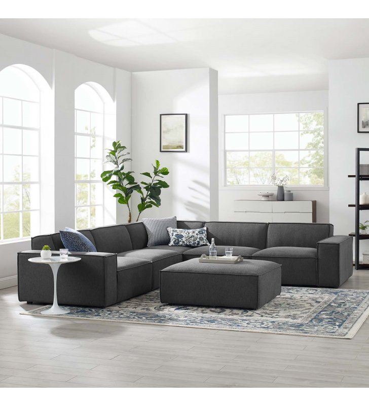 Restore 6-Piece Sectional Sofa in Charcoal - Lexmod