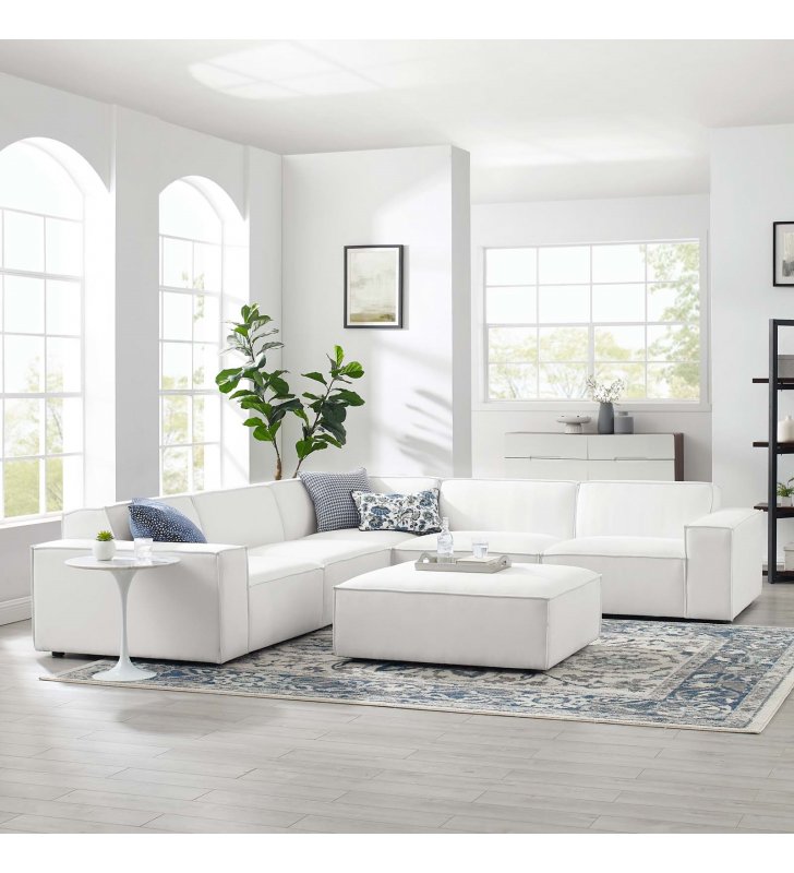 Restore 6-Piece Sectional Sofa in White - Lexmod