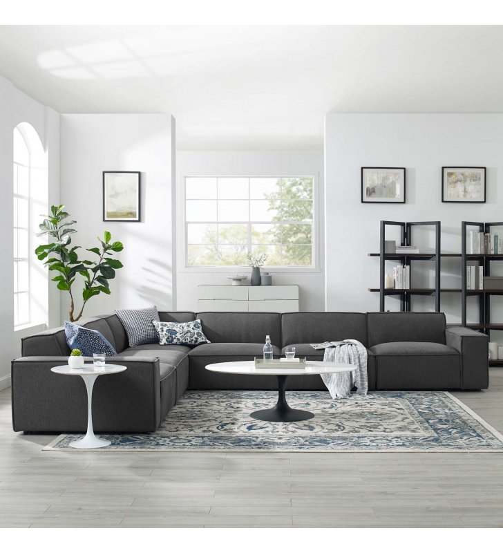 Restore 6-Piece Sectional Sofa in Charcoal - Lexmod