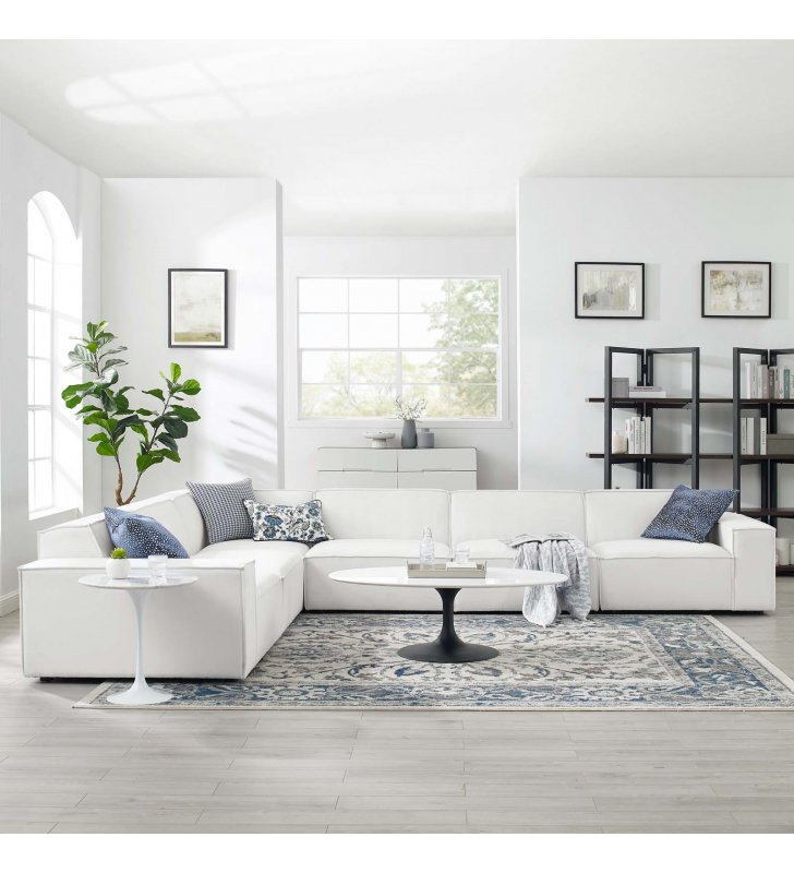 Restore 6-Piece Sectional Sofa in White - Lexmod
