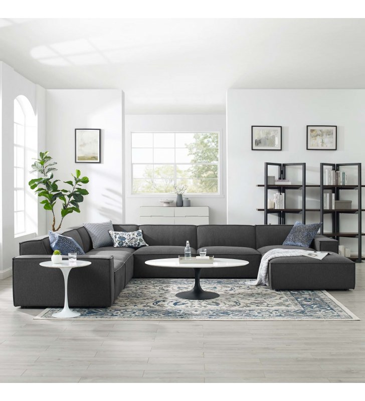 Restore 7-Piece Sectional Sofa in Charcoal - Lexmod