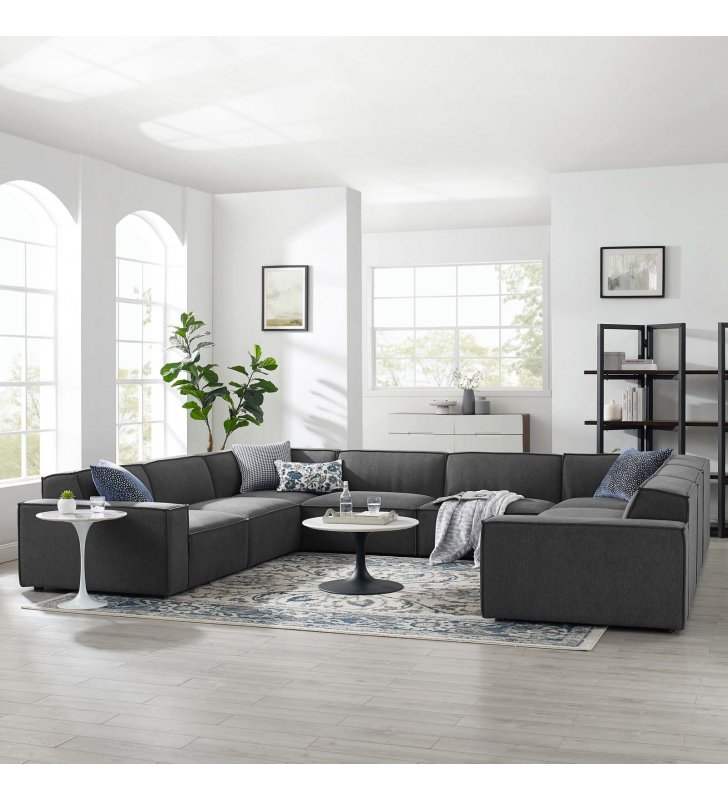 Restore 8-Piece Sectional Sofa in Charcoal - Lexmod