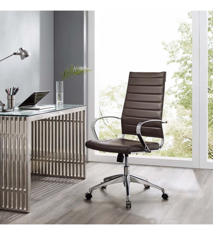 Jive Highback Office Chair in Brown - Lexmod