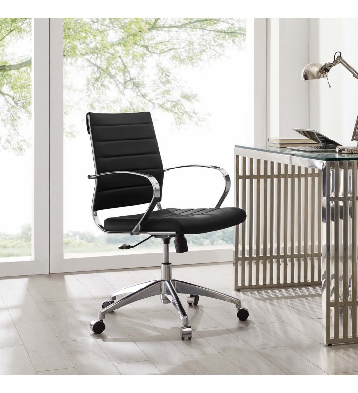 Jive Mid Back Office Chair in Black - Lexmod