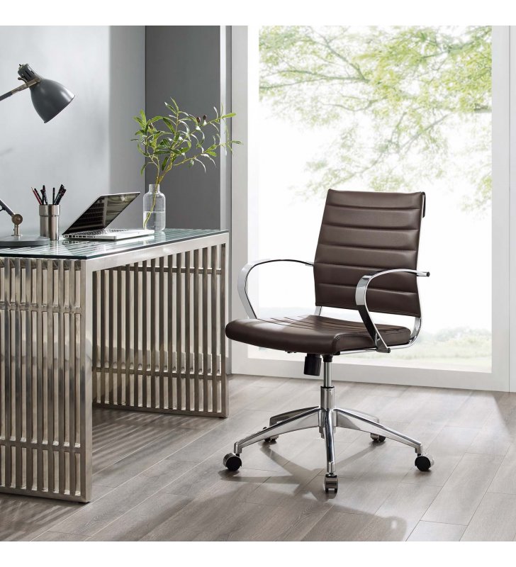 Jive Mid Back Office Chair in Brown - Lexmod