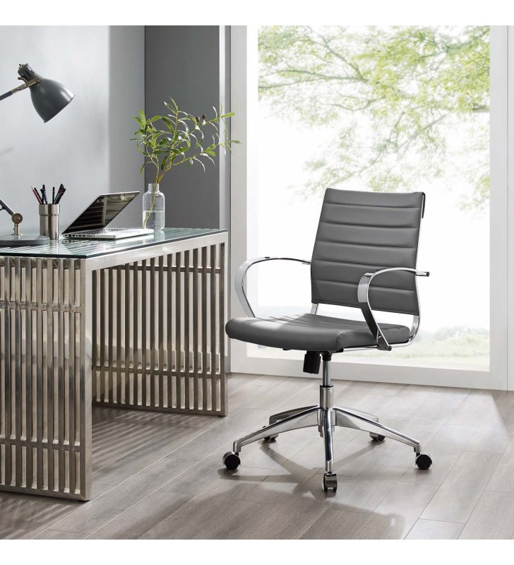Jive Mid Back Office Chair in Gray - Lexmod