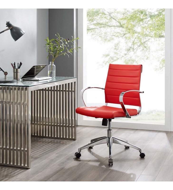 Jive Mid Back Office Chair in Red - Lexmod
