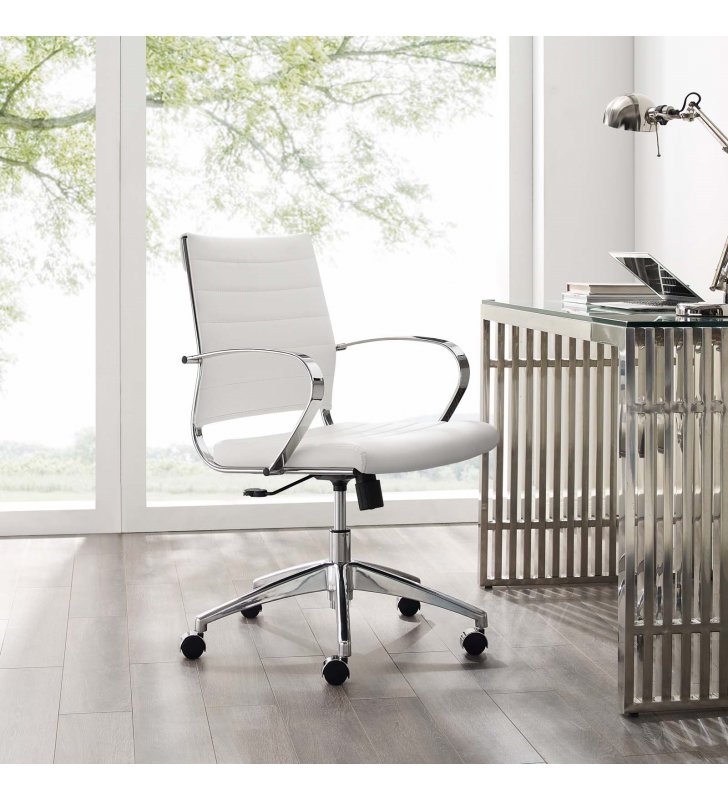 Jive Mid Back Office Chair in White - Lexmod