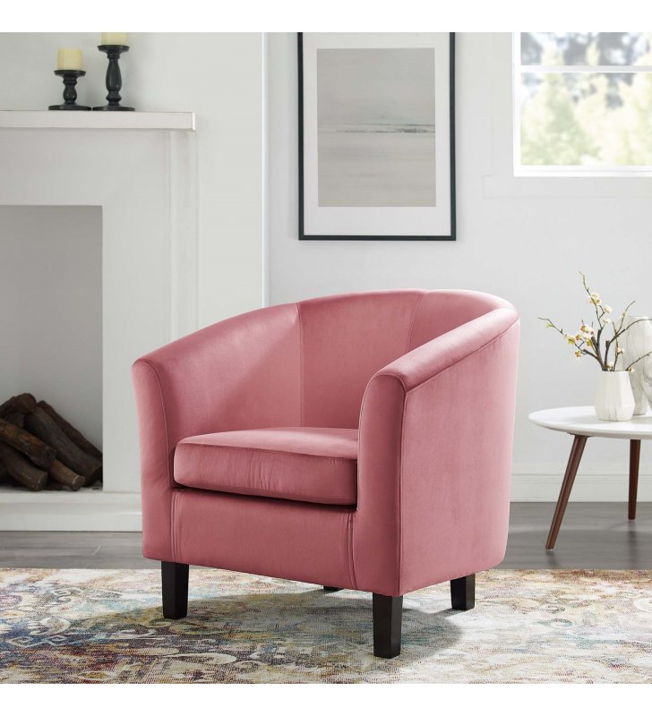 Prospect Performance Velvet Armchair in Dusty Rose - Lexmod
