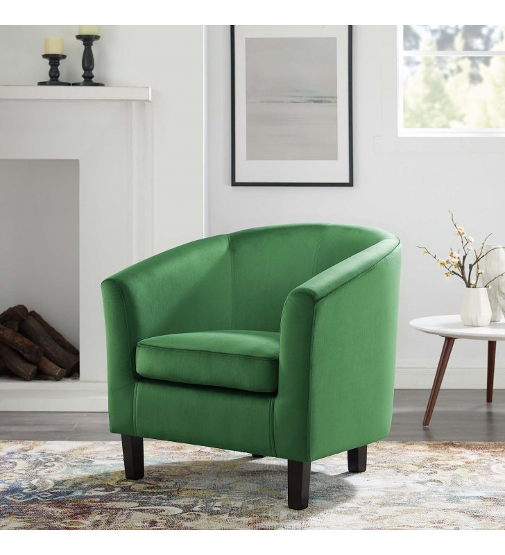 Prospect Performance Velvet Armchair in Emerald - Lexmod