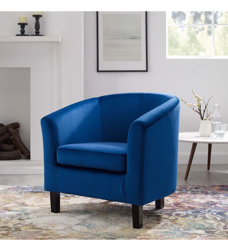 Prospect Performance Velvet Armchair in Navy - Lexmod