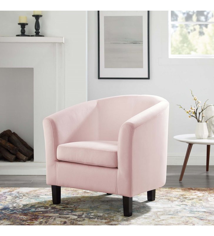 Prospect Performance Velvet Armchair in Pink - Lexmod