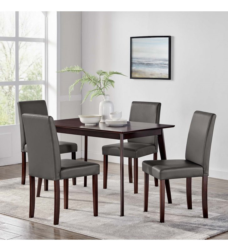 Prosper 5 Piece Dining Set in Cappuccino Gray - Lexmod