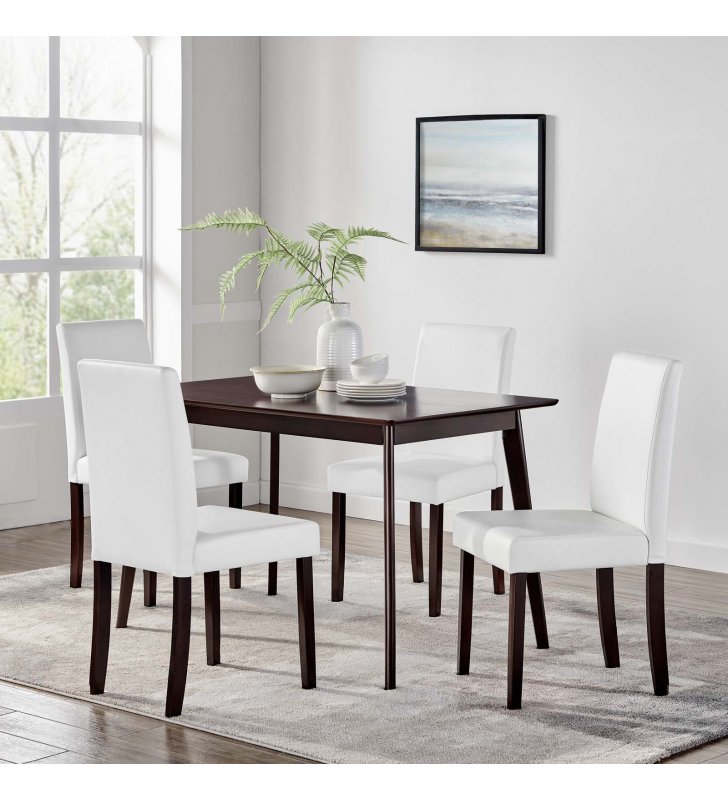 Prosper 5 Piece Dining Set in Cappuccino - Lexmod