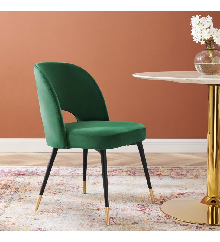 Rouse Performance Velvet Dining Side Chair in Emerald - Lexmod