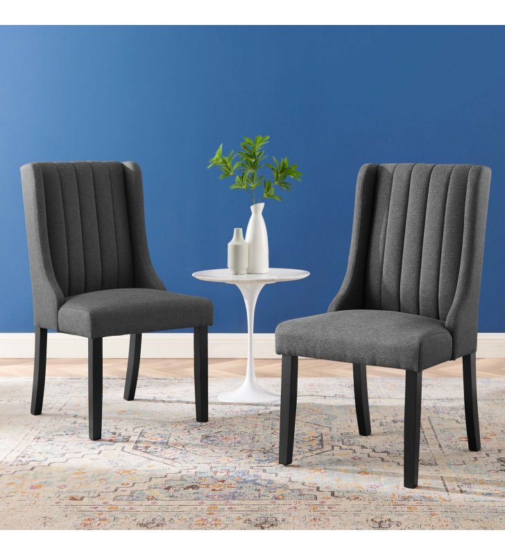 Renew Parsons Fabric Dining Side Chairs - Set of 2 in Gray - Lexmod