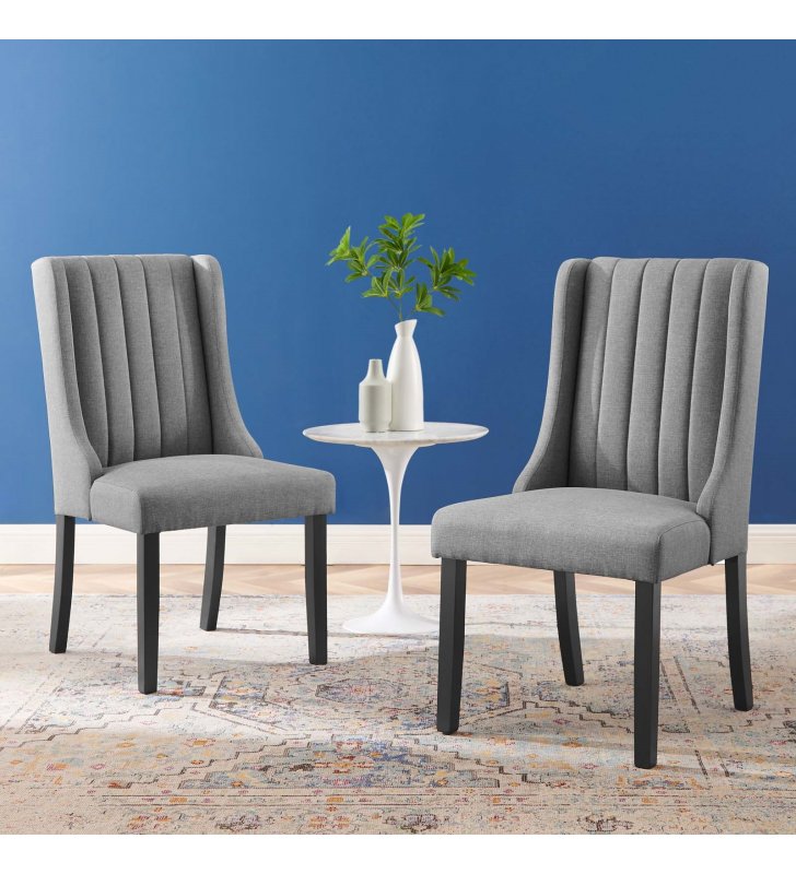 Renew Parsons Fabric Dining Side Chairs - Set of 2 in Light Gray - Lexmod