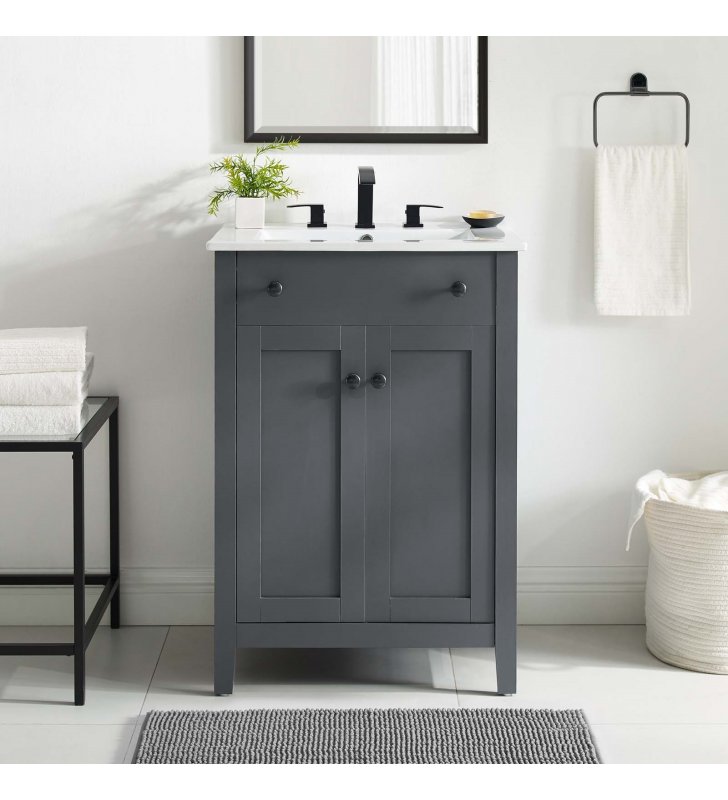 Nantucket 24" Bathroom Vanity in Gray White - Lexmod