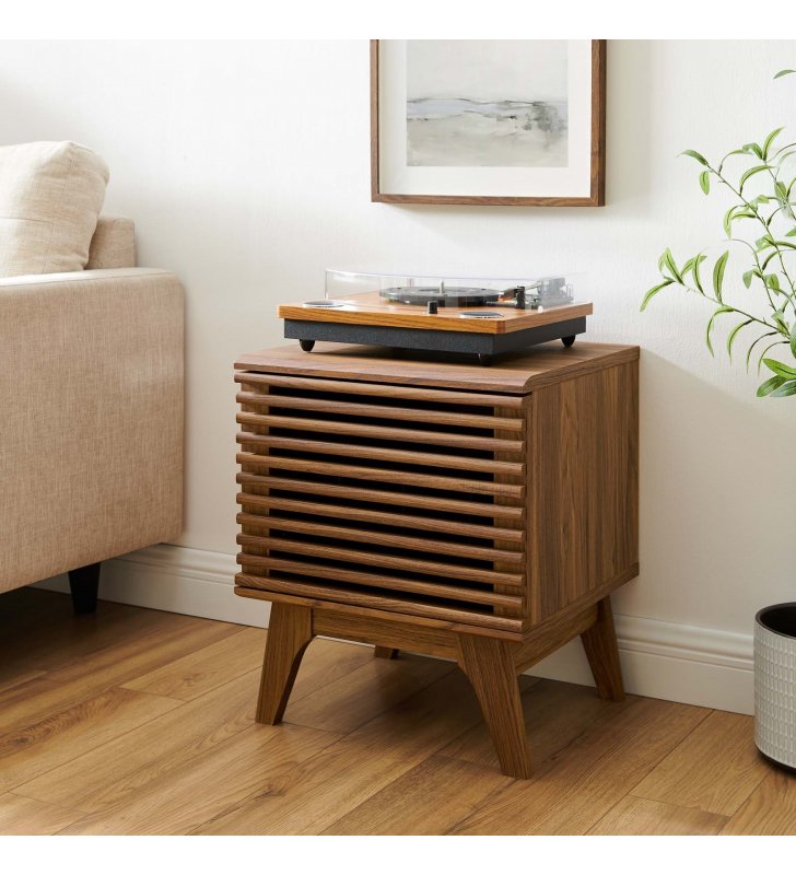 Render Vinyl Record Display Stand in Walnut - Lexmod