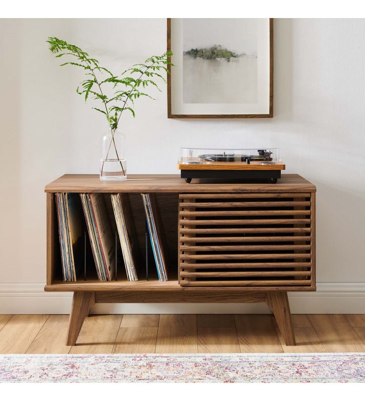 Render Vinyl Record Display Stand in Walnut - Lexmod