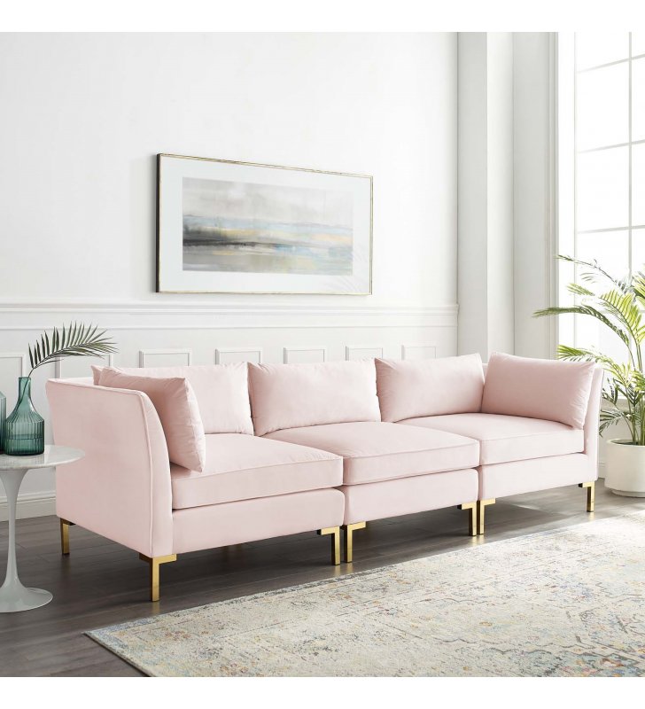 Ardent Performance Velvet Sofa in Pink - Lexmod