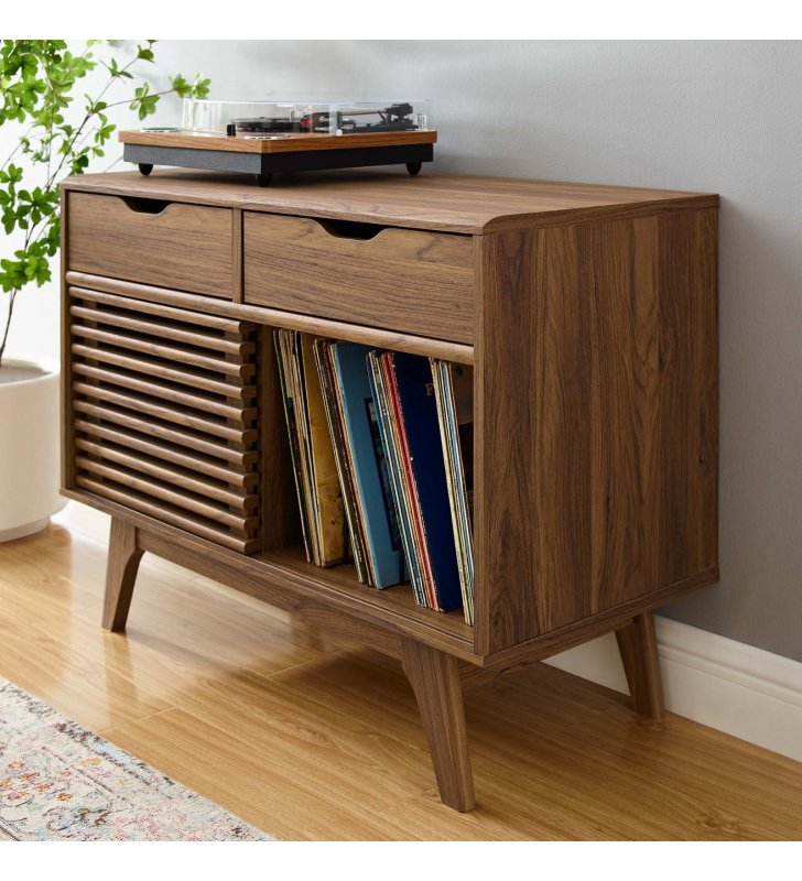 Render Vinyl Record Display Stand in Walnut - Lexmod