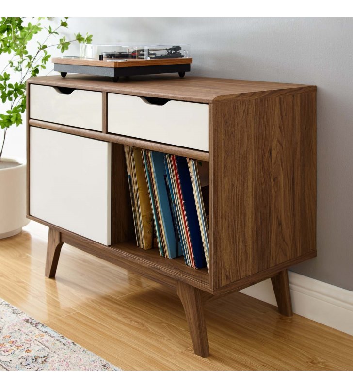 Envision Vinyl Record Display Stand in Walnut White - Lexmod