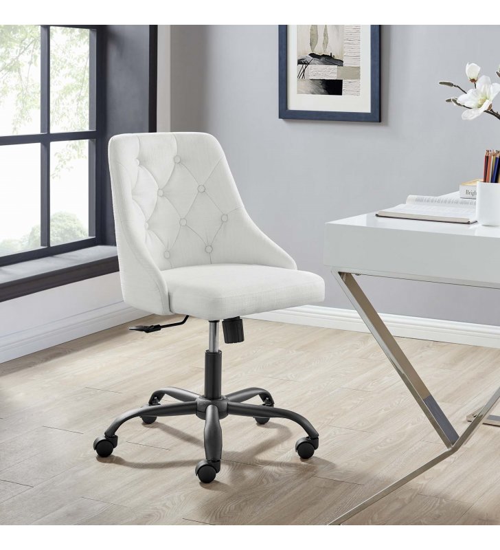Distinct Tufted Swivel Upholstered Office Chair in Black White - Lexmod