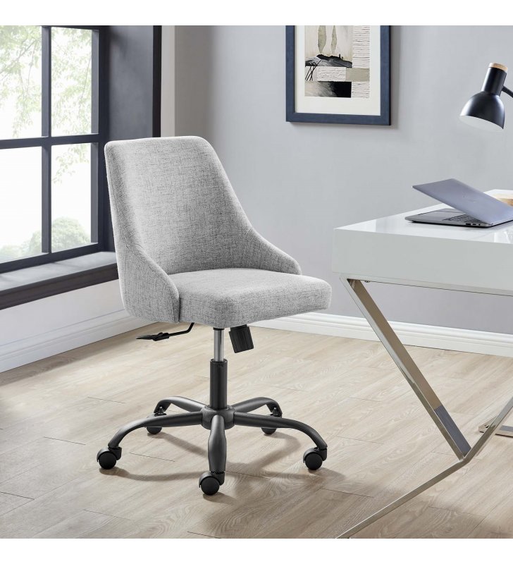 Designate Swivel Upholstered Office Chair in Black Gray - Lexmod