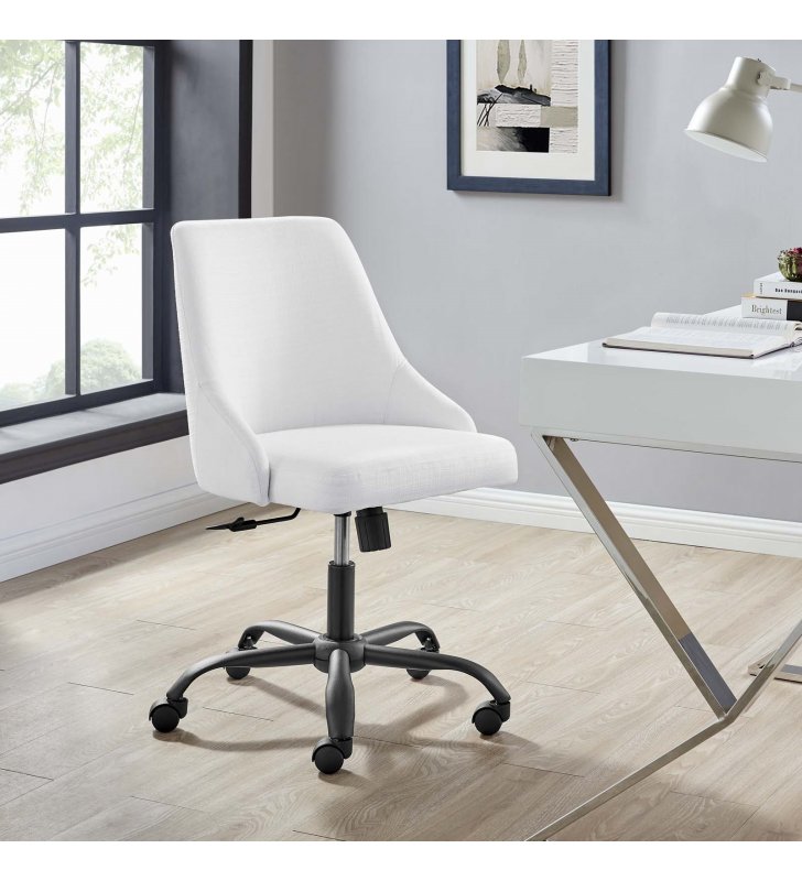 Designate Swivel Upholstered Office Chair in Black White - Lexmod