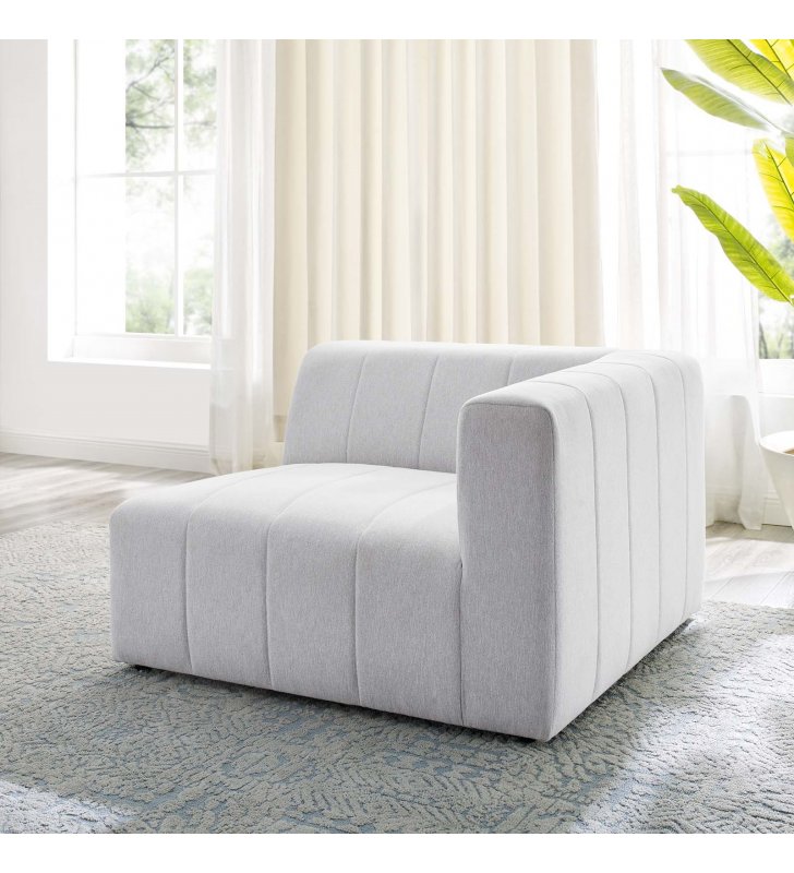 Bartlett Upholstered Fabric Right-Arm Chair in Ivory - Lexmod