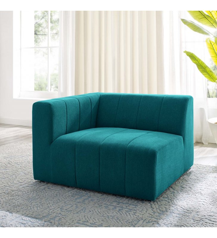 Bartlett Upholstered Fabric Left-Arm Chair in Teal - Lexmod