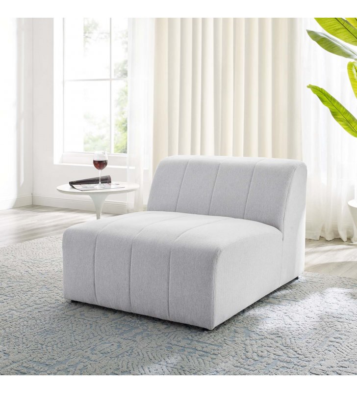 Bartlett Upholstered Fabric Armless Chair in Ivory - Lexmod