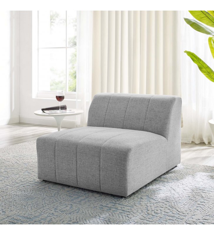Bartlett Upholstered Fabric Armless Chair in Light Gray - Lexmod