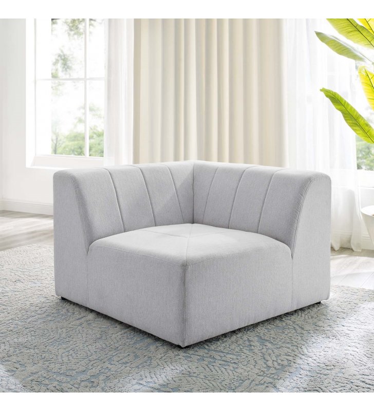 Bartlett Upholstered Fabric Corner Chair in Ivory - Lexmod