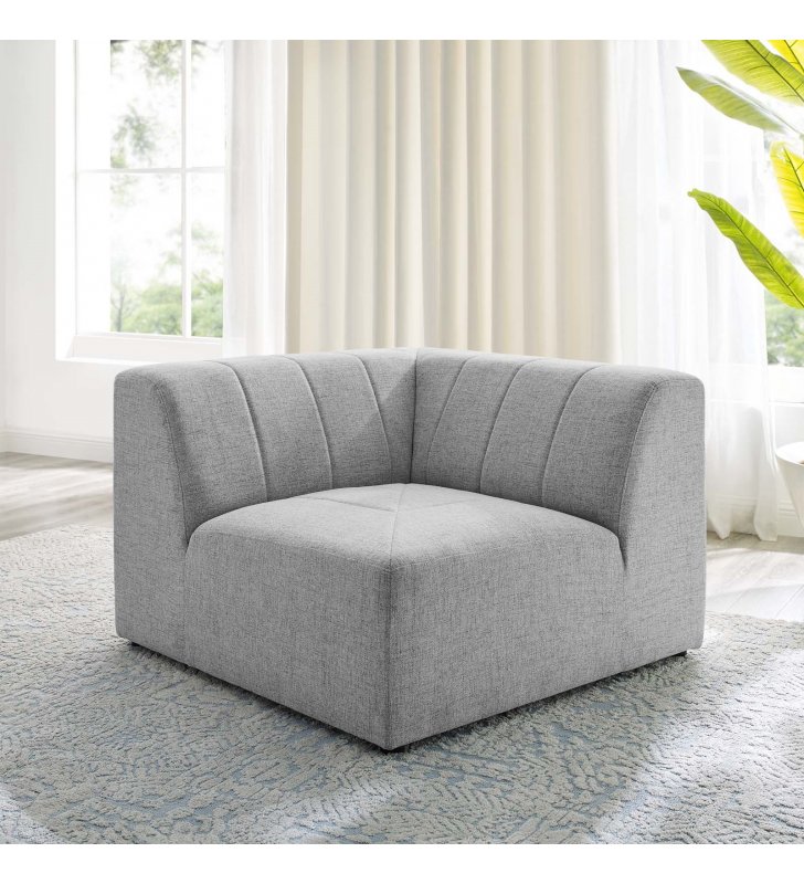 Bartlett Upholstered Fabric Corner Chair in Light Gray - Lexmod