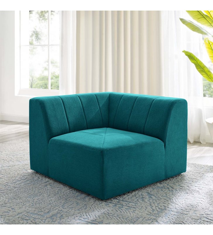 Bartlett Upholstered Fabric Corner Chair in Teal - Lexmod