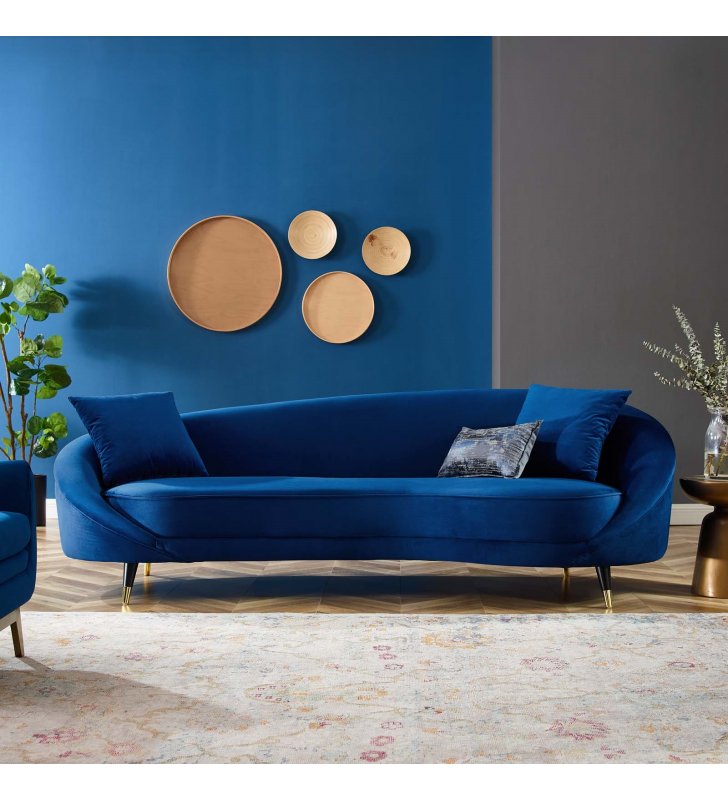 Echo Performance Velvet Sofa in Navy - Lexmod