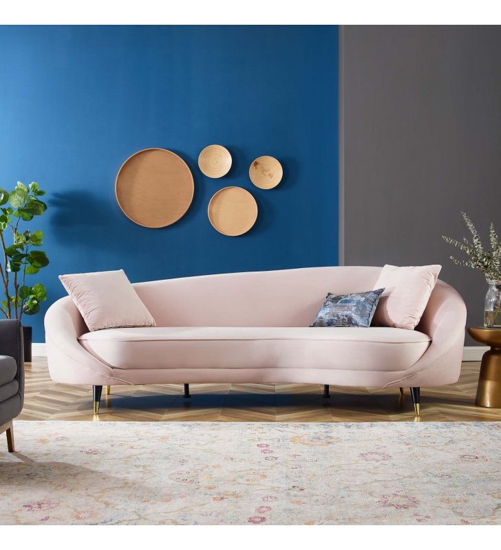 Echo Performance Velvet Sofa in Pink - Lexmod