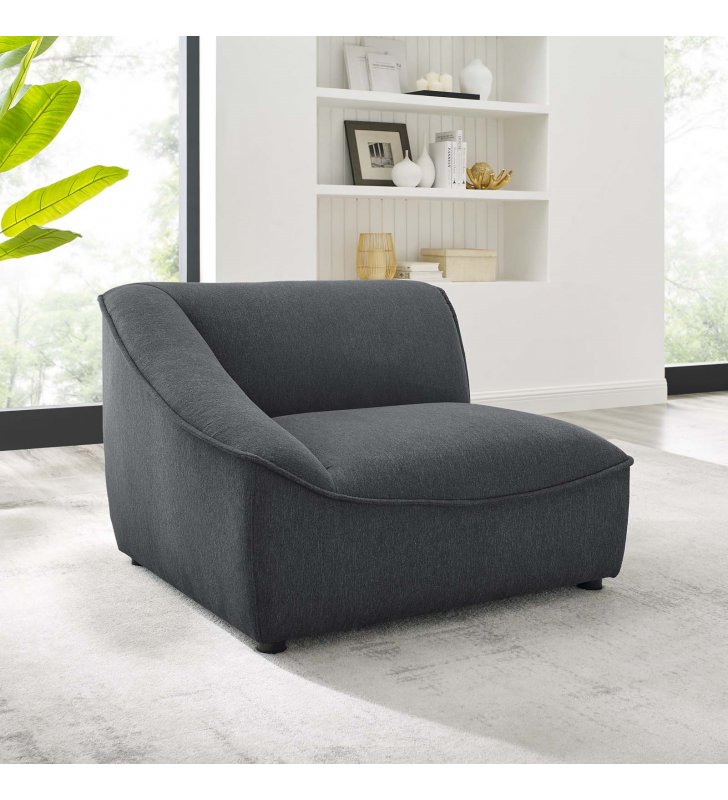 Comprise Left-Arm Sectional Sofa Chair in Charcoal - Lexmod