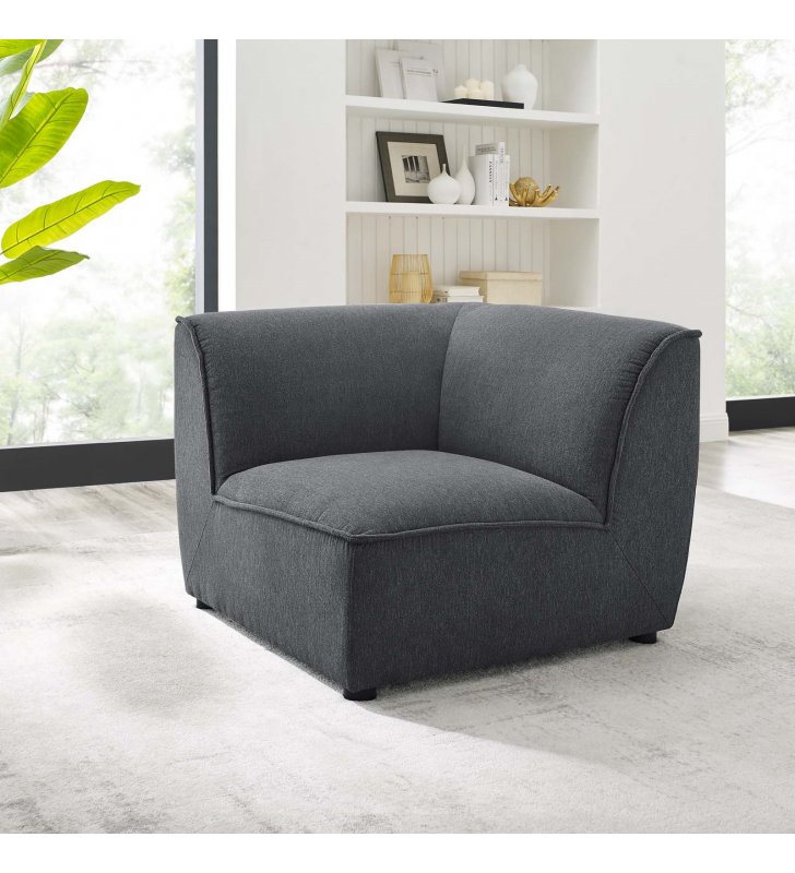 Comprise Corner Sectional Sofa Chair in Charcoal - Lexmod