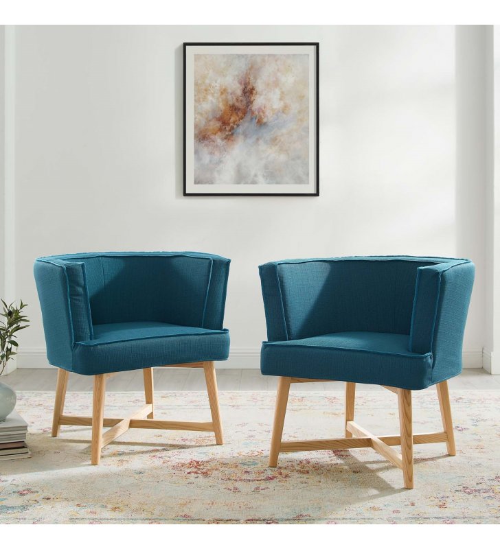Anders Accent Chair Upholstered Fabric Set of 2 in Azure - Lexmod