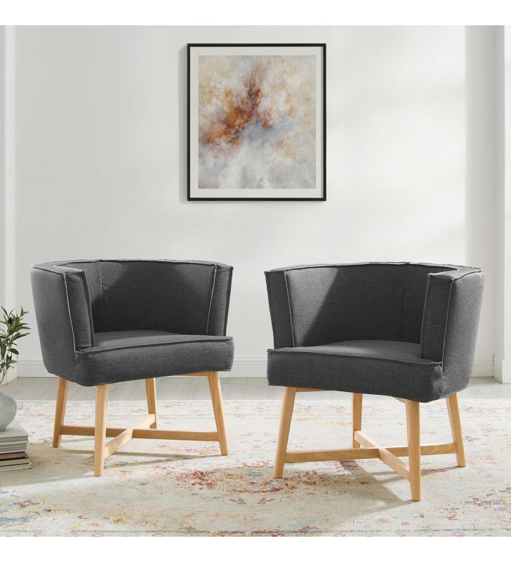 Anders Accent Chair Upholstered Fabric Set of 2 in Gray - Lexmod