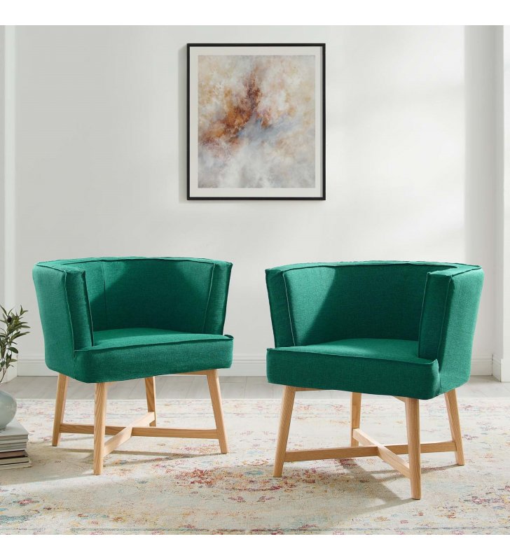 Anders Accent Chair Upholstered Fabric Set of 2 in Teal - Lexmod