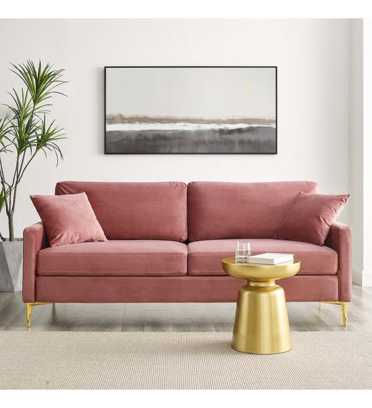 Juliana Performance Velvet Sofa in Dusty Rose - Lexmod